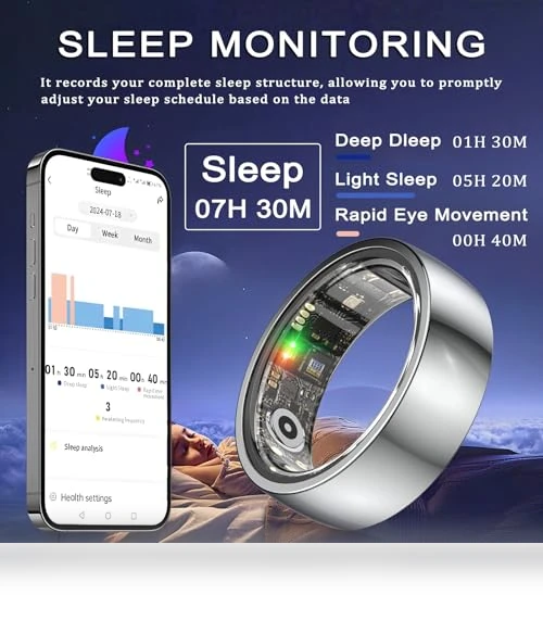 Upgraded Smart Ring Health Tracker with Sleep, Step, Heart Rate, Blood Oxygen Monitoring — Smart Rings, Shenzhen Xinzhiyan Technology Co., Ltd.