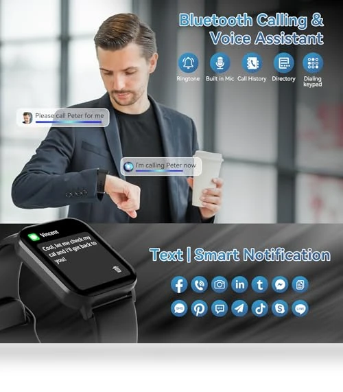 1.85" HD Smartwatch with Bluetooth Calls, Fitness Tracker — Smartwatches, Jacoosa