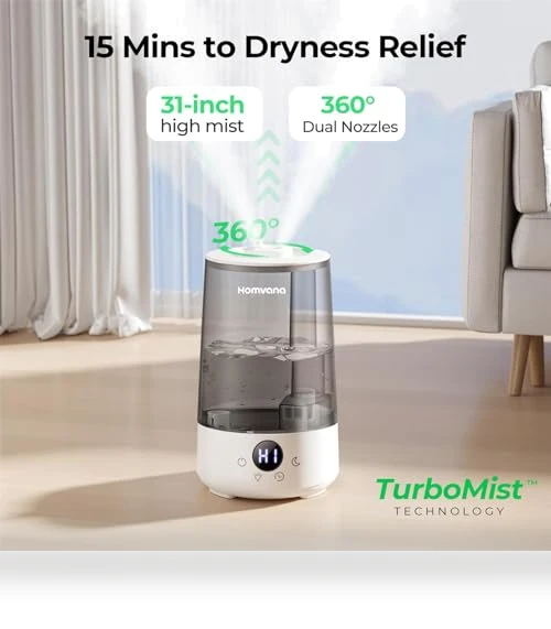 3.6 L Cool Mist Humidifier with Oil Diffuser and 7 Color Light — Air Moisturizers, Homvana