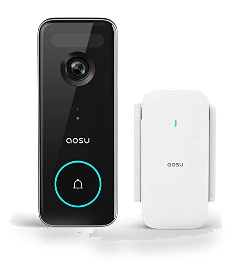 Wireless Doorbell Camera 5MP Ultra HD, No Monthly Fee, Works with Alexa & Google Assistant — Smart Home Security, AOSU