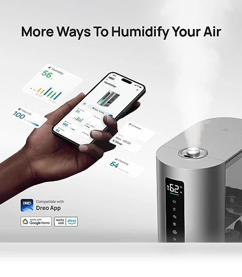 6L Smart Humidifier with Warm & Cool Mist for Large Rooms — Air Moisturizers, Dreo