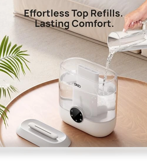 6L Top Fill Humidifier for Large Room, 60H Runtime, Ultra-Quiet Cool Mist — Air Moisturizers, Dreo
