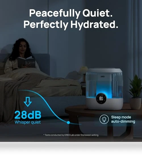 6L Top Fill Humidifier for Large Room, 60H Runtime, Ultra-Quiet Cool Mist — Air Moisturizers, Dreo