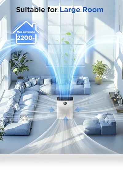 Large Room Air Purifier with Washable Filter and PM 2.5 Display — Electrostatic Air Purifiers, Mooka