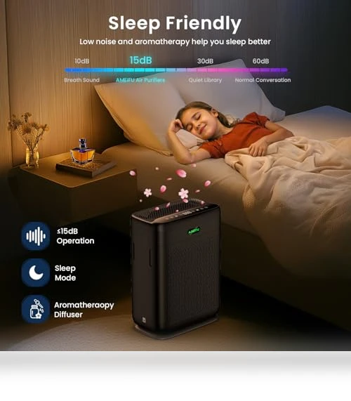 Large Room HEPA Air Purifier with PM 2.5 Display — Electrostatic Air Purifiers, AMEIFU