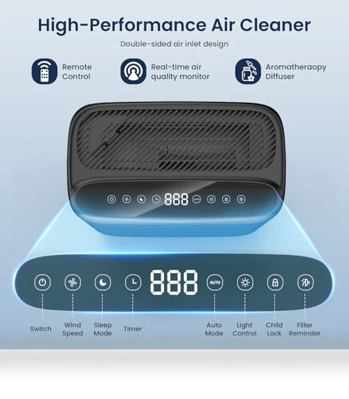 Large Room HEPA Air Purifier with PM 2.5 Display — Electrostatic Air Purifiers, AMEIFU