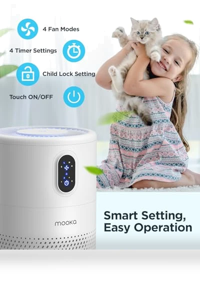 H13 True HEPA Air Purifier for Large Rooms up to 1076 ft² — Electrostatic Air Purifiers, Mooka