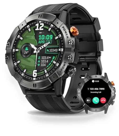 Military Smart Watch with Bluetooth Call, Fitness Tracker — Smartwatches, DEKELIFE