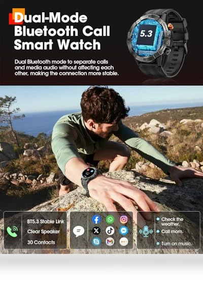Military Smart Watch with Bluetooth Call, Fitness Tracker — Smartwatches, DEKELIFE