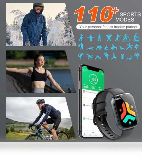 1.95" HD Touch Screen Smart Watch with Bluetooth Call, Fitness Tracker — Smartwatches, Puqo