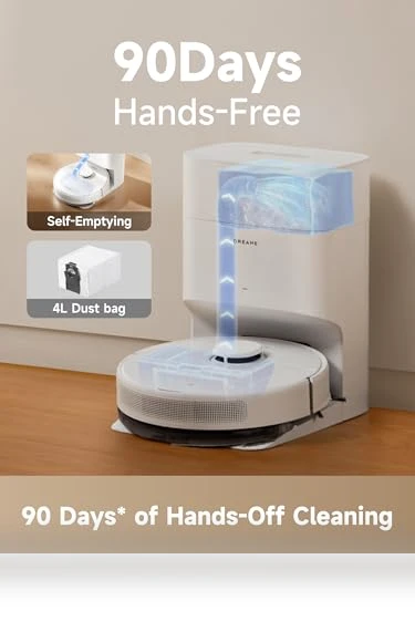 Robot Vacuum and Mop with Self-Emptying Base, 6000 Pa Suction, LiDAR Navigation — Smart Cleaning Robots, Dreame