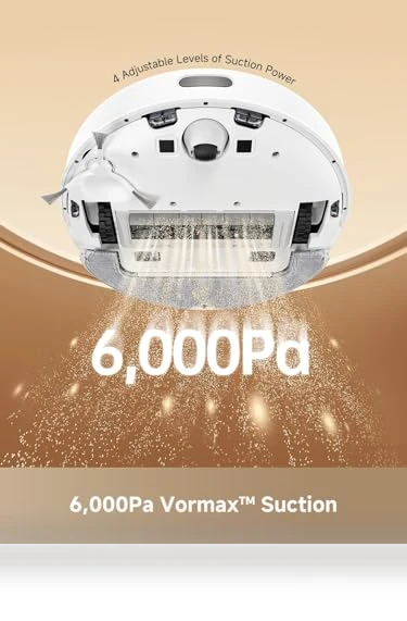 Robot Vacuum and Mop with Self-Emptying Base, 6000 Pa Suction, LiDAR Navigation — Smart Cleaning Robots, Dreame