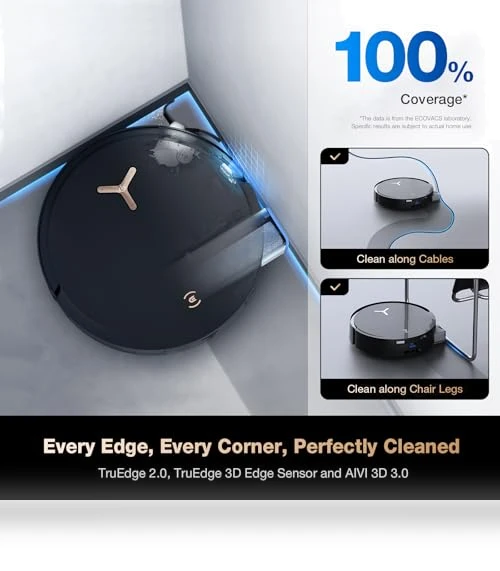 Robot Vacuum and Mop with Self-Washing, 18000Pa Suction, Auto Cleaning Solution Adding, Hot Air-Drying, Self-Emptying — Smart Cleaning Robots, ECOVACS