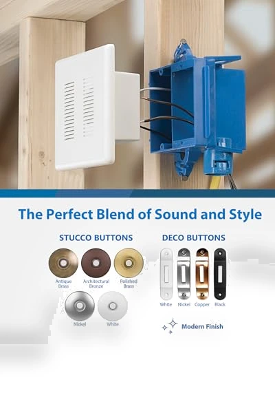 Electric Doorbell Kit with Selectable Ring Chimes — Push Buttons, NICOR Lighting