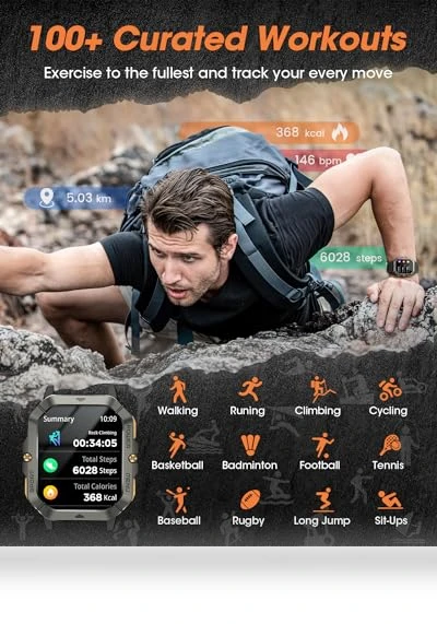 Military Smart Watch with Call Function, Fitness Tracker for Men — Smartwatches, DEKELIFE