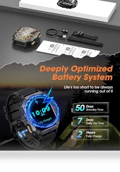 Military Smart Watch with Call Function, Fitness Tracker for Men — Smartwatches, DEKELIFE