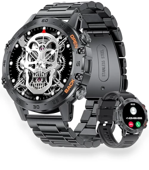 Military Smart Watch for Men with 100 Sports Modes, 5ATM Waterproof, Heart Rate, SpO2, Blood Pressure Monitoring — Smartwatches, SUNKTA