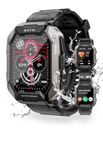 Military Smart Watch with Bluetooth Calls, 100+ Sport Modes, IP68 Waterproof — Smartwatches, Rumatas