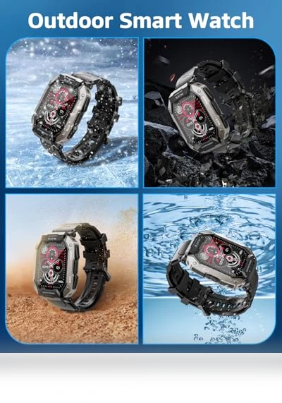 Military Smart Watch with Bluetooth Calls, 100+ Sport Modes, IP68 Waterproof — Smartwatches, Rumatas