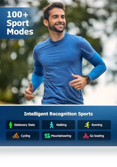 Military Smart Watch with Bluetooth Calls, 100+ Sport Modes, IP68 Waterproof — Smartwatches, Rumatas