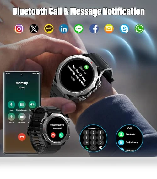 Military Smart Watch with Call Function, 1.39" HD Display, 110+ Sport Modes, IP68 Waterproof — Smartwatches, Atheewon