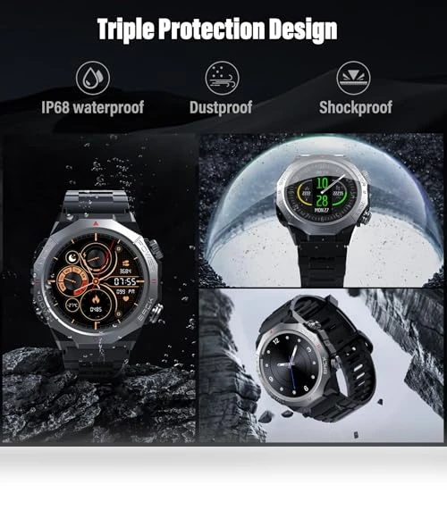 Military Smart Watch with Call Function, 1.39" HD Display, 110+ Sport Modes, IP68 Waterproof — Smartwatches, Atheewon