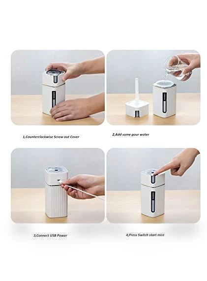 Mini Ultrasonic Humidifier with Night Light - 300mL USB Air Moisturizer — Air Moisturizers, Fidgylia