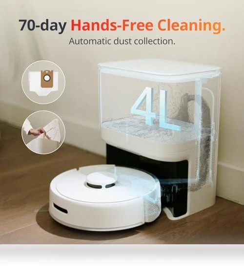 Mini Robot Vacuum and Mop Combo with Self-Emptying Base, LiDAR Navigation — Smart Cleaning Robots, SwitchBot
