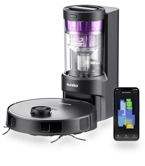 Robot Vacuum and Mop Combo with Self Emptying Station, 4000Pa Suction, LiDAR Navigation — Smart Cleaning Robots, Eureka