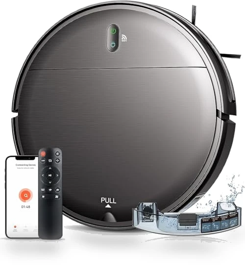 Robot Vacuum and Mop Combo with WiFi/App Control, Self-Charging, Ideal for Hard Floor, Pet Hair, Carpet — Smart Cleaning Robots, MAMNV