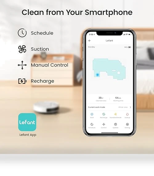 Robot Vacuum Cleaner with Strong Suction, Wi-Fi/App/Alexa Control — Smart Cleaning Robots, Lefant