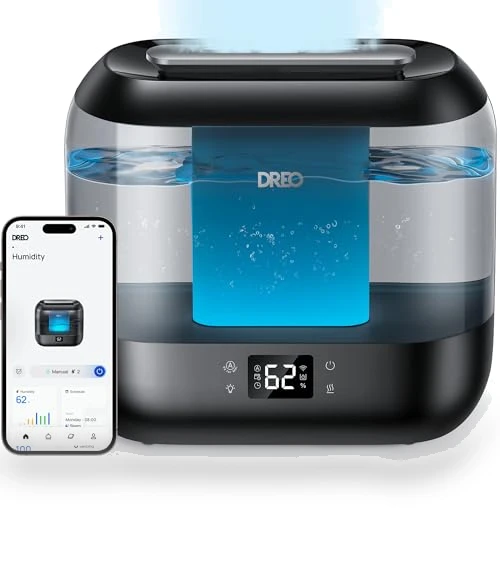 Smart Humidifier with Nightlight, 4L Top Fill, 32H Runtime — Air Moisturizers, Dreo