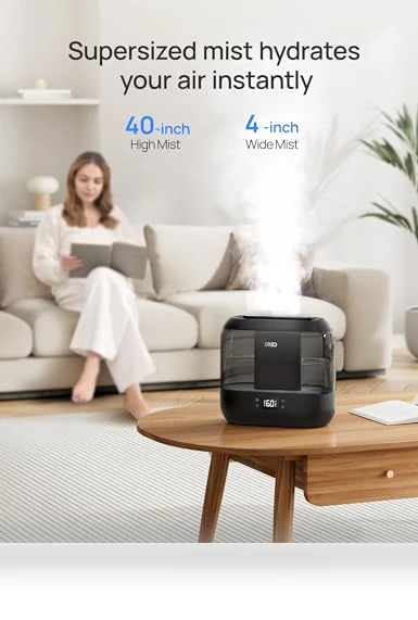 Smart Humidifier with Nightlight, 4L Top Fill, 32H Runtime — Air Moisturizers, Dreo