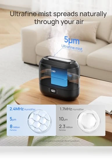 Smart Humidifier with Nightlight, 4L Top Fill, 32H Runtime — Air Moisturizers, Dreo