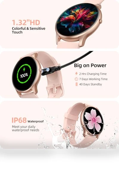 Smart Watch for Women with Call Function, Fitness Tracker, IP68 Waterproof — Smartwatches, Parsonver