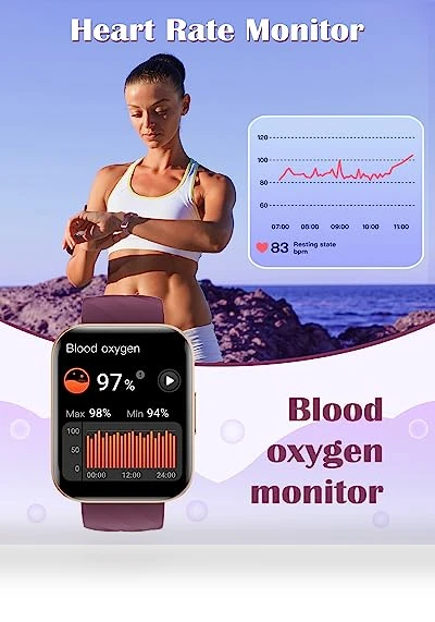 Smart Watch with Call Function, Fitness Tracker, Heart Rate Monitor — Smartwatches, RUIMEN