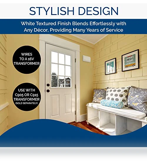 Wired Door Chime with Two Tones, White Textured — Chimes, Broan-NuTone