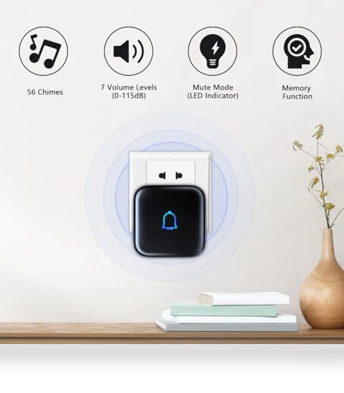 Wireless Doorbell with 56 Chimes, 1000 Feet Range, IP66 Waterproof — Push Buttons