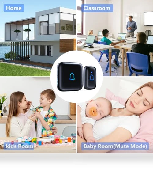 Wireless Doorbell with 56 Chimes, 1000 Feet Range, IP66 Waterproof — Push Buttons