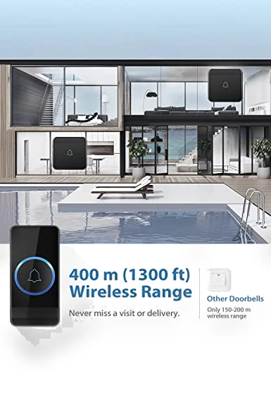 Wireless Doorbell Kit with 2 Plug-In Receivers, 52 Melodies, and LED Flash — Kits, AVANTEK