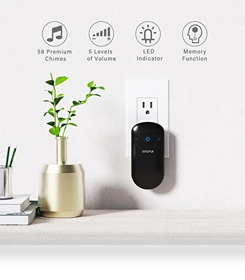Wireless Doorbell with 1000ft Coverage, 52 Chimes, LED Flash — Push Buttons, SECRUI