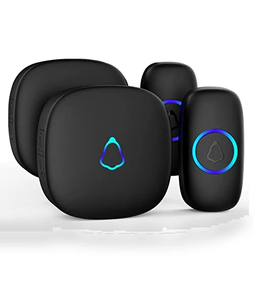 Wireless Doorbell with 2 Receivers 2 Push Buttons, 58 Chimes, 1000Ft Range — Push Buttons, SECRUI