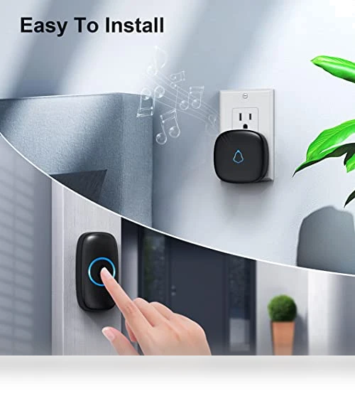 Wireless Doorbell with 2 Receivers 2 Push Buttons, 58 Chimes, 1000Ft Range — Push Buttons, SECRUI