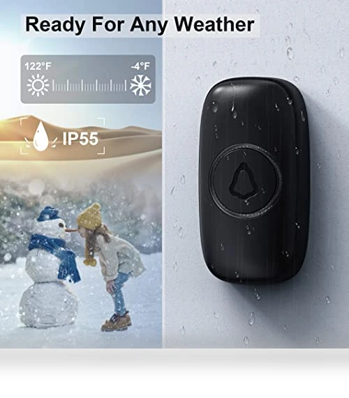 Wireless Doorbell with 2 Receivers 2 Push Buttons, 58 Chimes, 1000Ft Range — Push Buttons, SECRUI