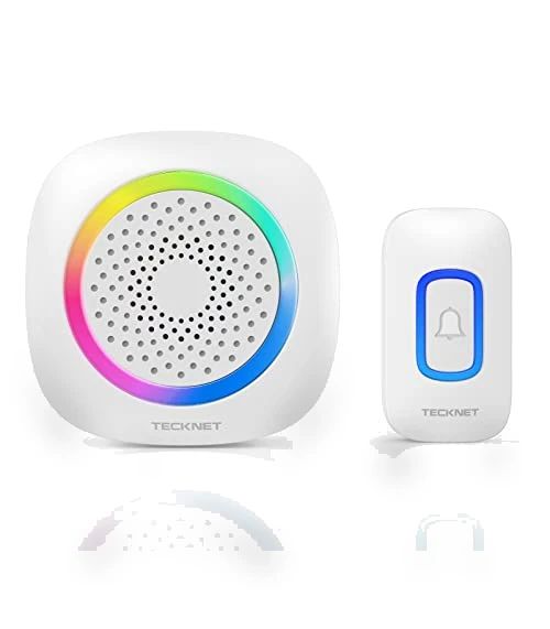 Wireless Doorbell with RGB Light, 1300 ft Range, 60 Chimes — Push Buttons, TECKNET