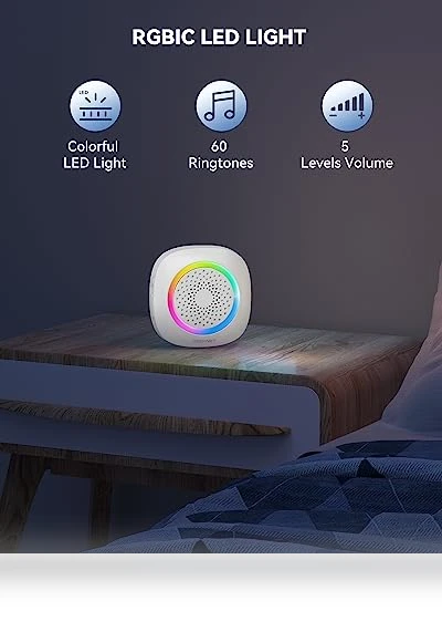 Wireless Doorbell with RGB Light, 1300 ft Range, 60 Chimes — Push Buttons, TECKNET
