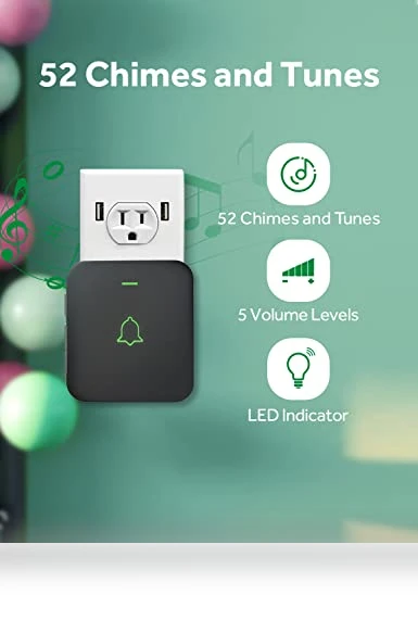 Wireless Doorbell with 52 Melodies, 1000ft Range, Waterproof — Chimes, AVANTEK