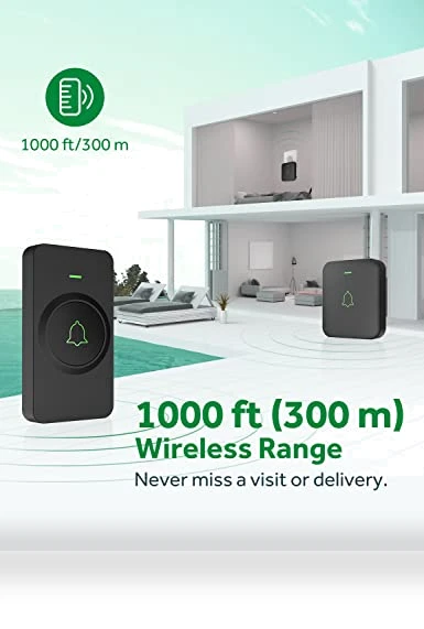 Wireless Doorbell with 52 Melodies, 1000ft Range, Waterproof — Chimes, AVANTEK