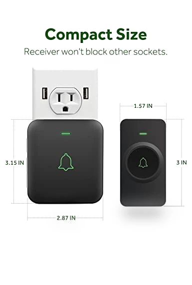Wireless Doorbell with 52 Melodies, 1000ft Range, Waterproof — Chimes, AVANTEK