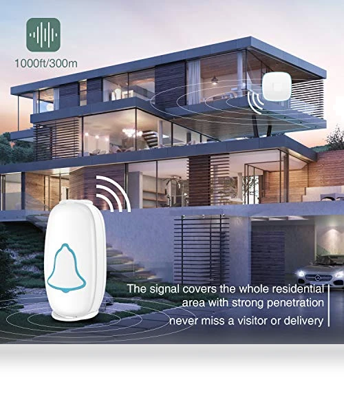 Wireless Doorbell with 38 Melodies and LED Flash, Waterproof, 1000-Foot Range — Kits, BO YING